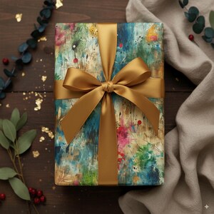 Abstract Floral Wrapping Paper: Rustic Spring Gift Wrap image 4