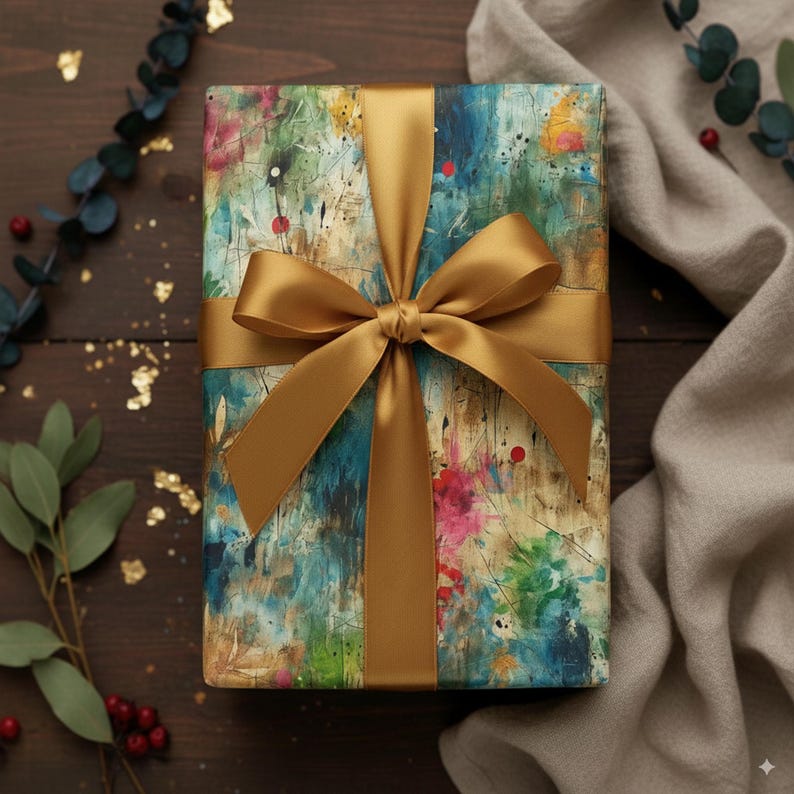 Abstract Floral Wrapping Paper: Rustic Spring Gift Wrap image 4