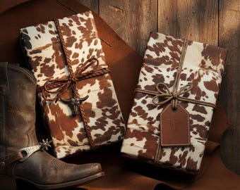 Cowhide Gift Wrap: Rancher Western Wrapping Paper, Cowboy Gift