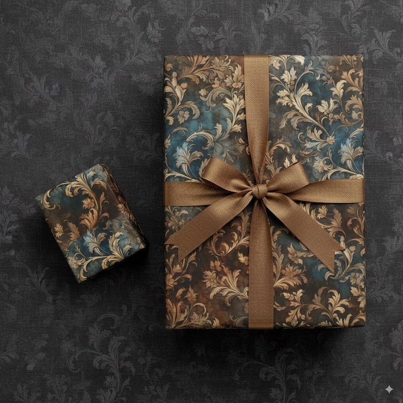 Rustic Paisley Damask Wrapping Paper: Elegant Autumn Gift Wrap image 4