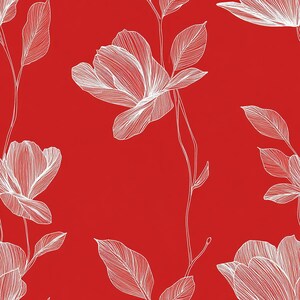 Red Floral Gift Wrap: Elegant Flower Print Wrapping Paper, Minimalist image 6