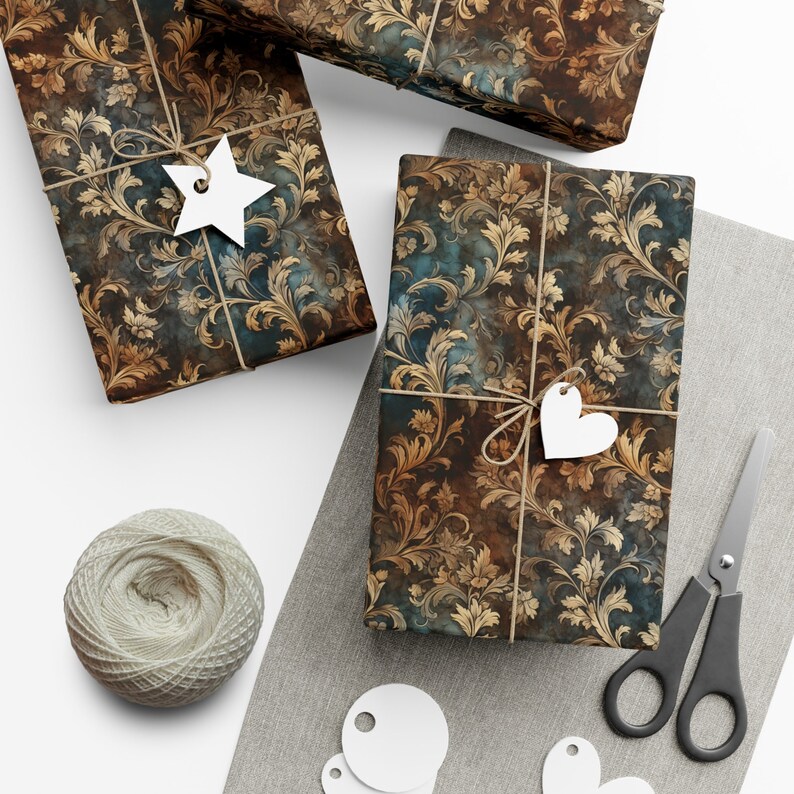Rustic Paisley Damask Wrapping Paper: Elegant Autumn Gift Wrap image 6