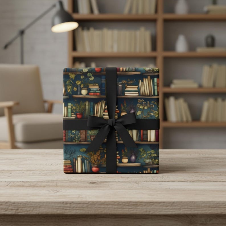 Library Bookshelf Wrapping Paper: Teacher Librarian Gift Wrap image 3