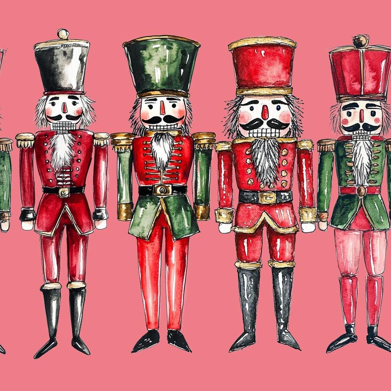 Nutcracker Christmas Wrapping Paper: Pink Red Green Holiday Gift Wrap image 9