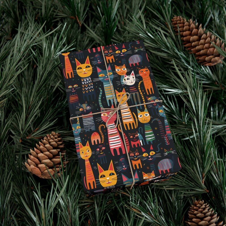 Colorful Cat Gift Wrap: Whimsical Kitten Wrapping Paper image 9