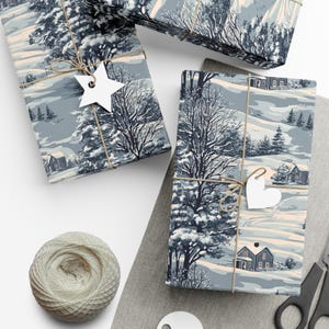 Winter Village Christmas Wrapping Paper Roll: Snowy Landscape Gift Wrap for Holidays image 6
