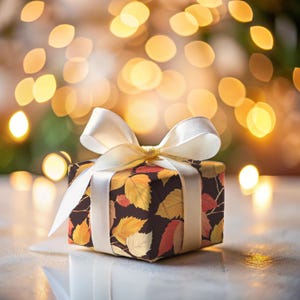 Autumn Leaves Wrapping Paper Fall Gift Wrap Seasonal Paper Leaf Print Gift Wrap Fall Foliage Brown Wrapping Paper Orange Harvest Gift Wrap