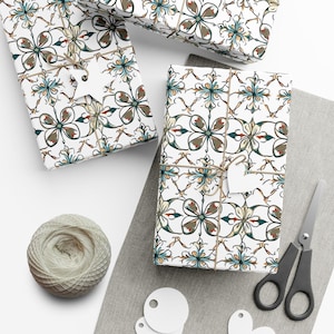 Floral Vintage Wrapping Paper Elegant Gift Wrap Boho Pattern Rustic Swirls Artistic Paper Ideal for Birthdays Weddings Holidays Unique