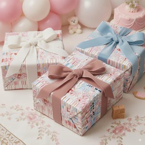 Cute Pink Wrapping Paper Baby Shower Gift Wrap Pastel Quilt Pattern Baby Shower Gift Wrap Blue White Pink Gift Wrap Paper Roll Shower Girl