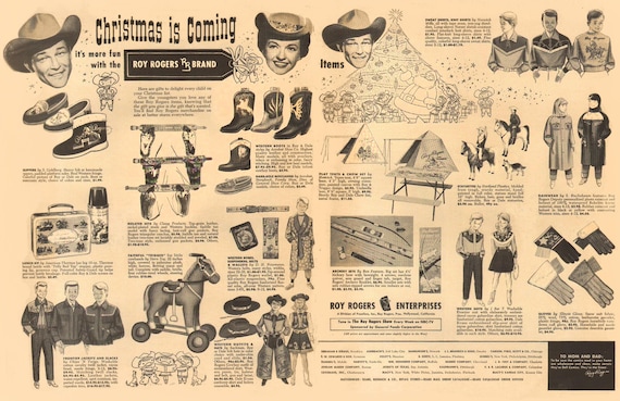 Vintage Roy Rogers Wrapping Paper: Western Cowboy Gift Wrap, Antique Christmas Advertisement