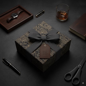 Elegant Gold Swirl Wrapping Paper: Modern Gift Wrap, Dark Masculine Paper