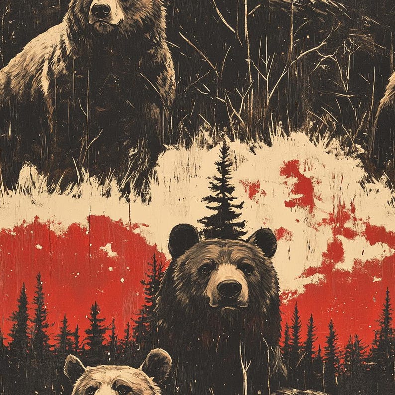 Rustic Brown Bear Wrapping Paper: Nature Forest Gift Wrap, Wilderness Camping Gift image 6