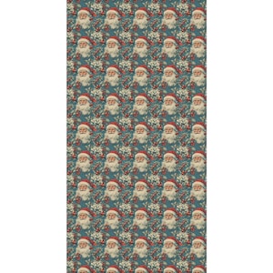 Vintage Santa Claus Blue Christmas Wrapping Paper – Festive Gift Wrap Roll image 8