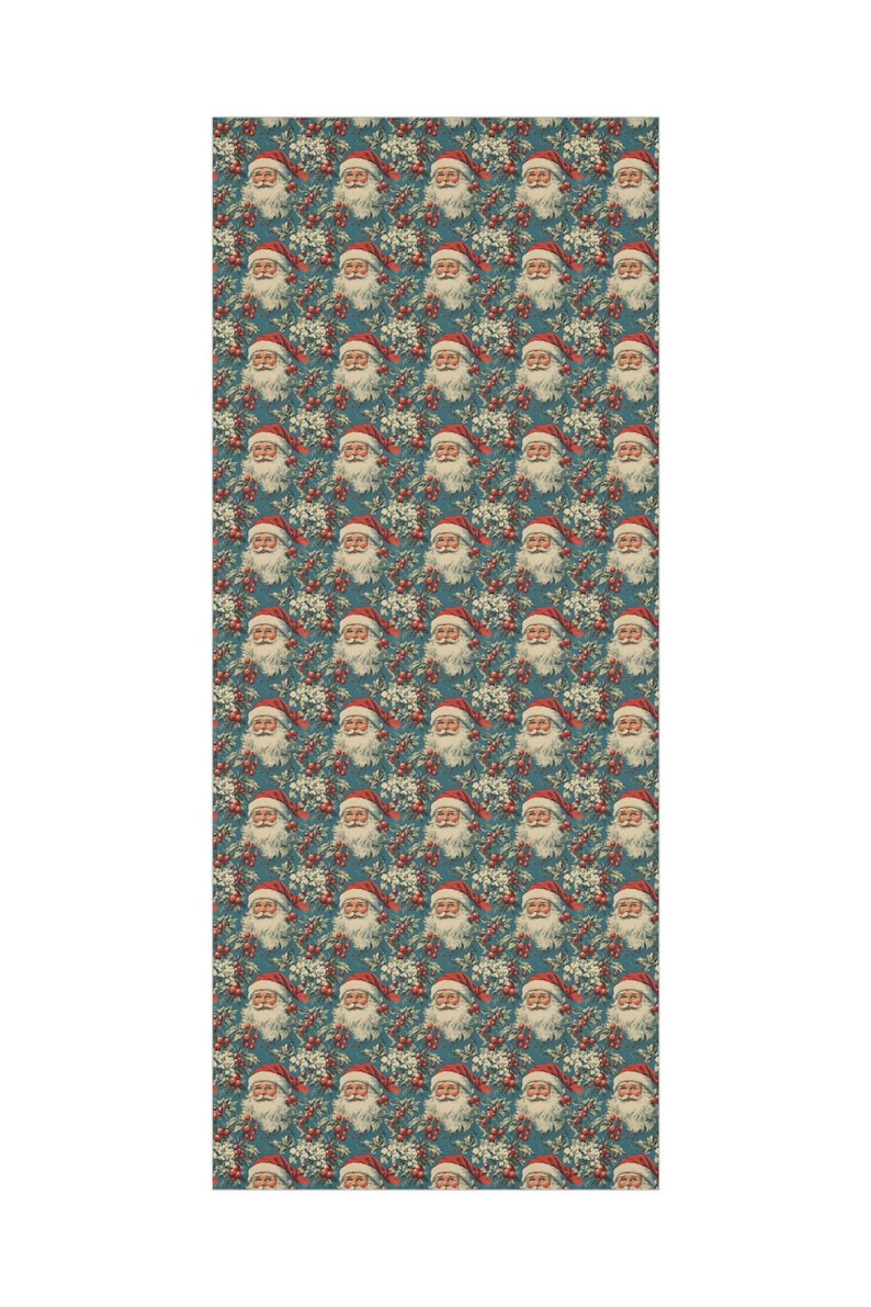 Vintage Santa Claus Blue Christmas Wrapping Paper – Festive Gift Wrap Roll image 8