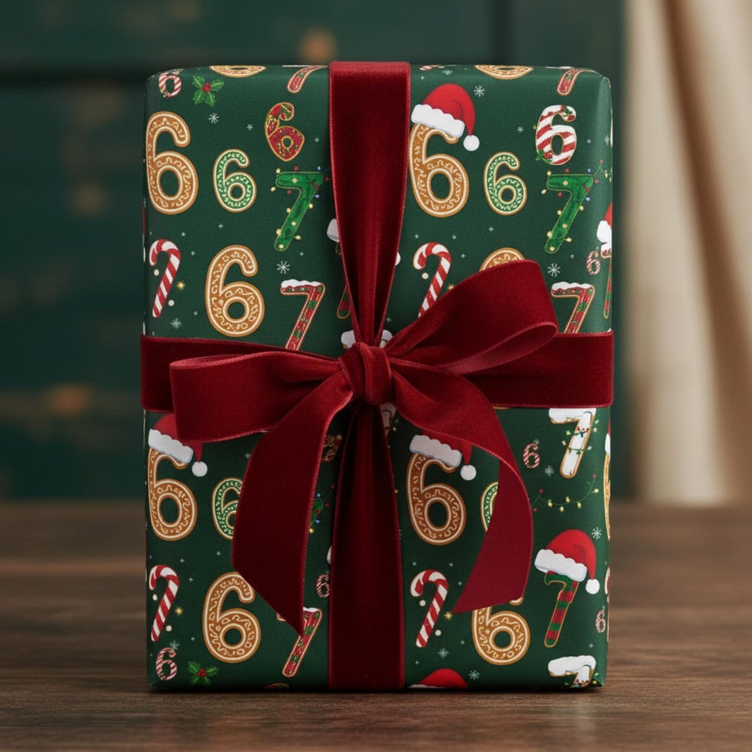 67 Rapping Paper 67 Christmas Wrapping Paper, Funny Teen Holiday Gift Wrap, 6 7 Meme ...