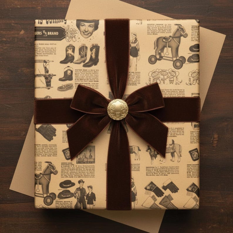 Vintage Roy Rogers Wrapping Paper: Western Cowboy Gift Wrap, Antique Christmas Advertisement image 4