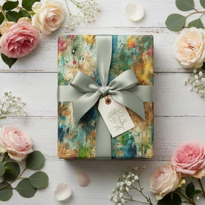 Abstract Floral Wrapping Paper: Rustic Spring Gift Wrap image 2
