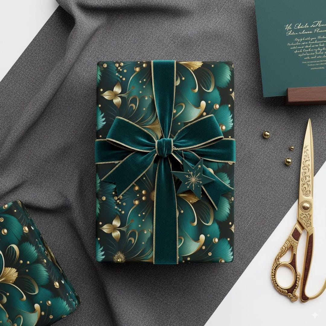 Art Deco Wrapping Paper: Turquoise, Teal & Gold Gift Wrap, Roaring ...