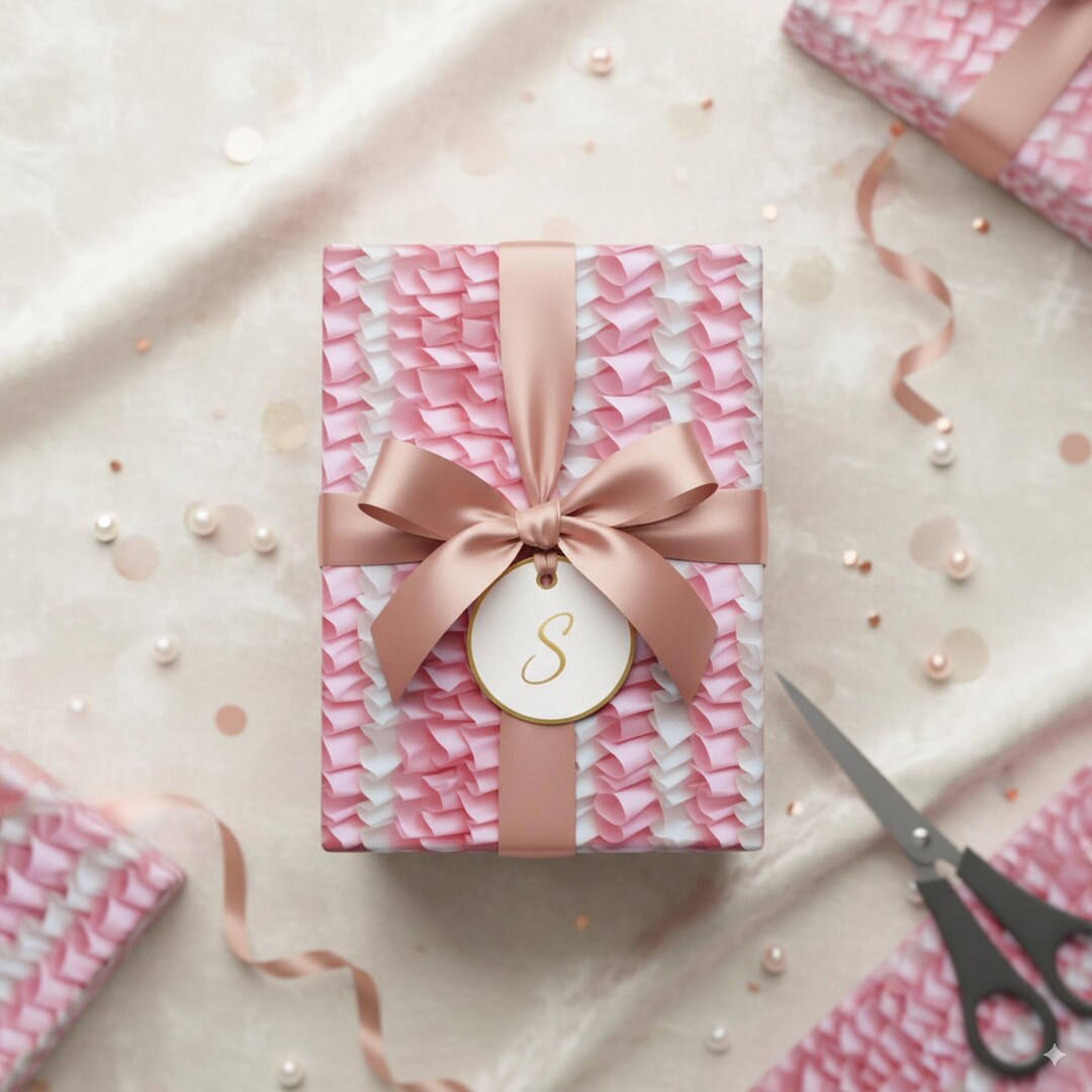 Pink Tissue Paper Ruffeled Pink Ruffled Fabric Wrapping Paper - Baby Shower Gift Wrap - Etsy