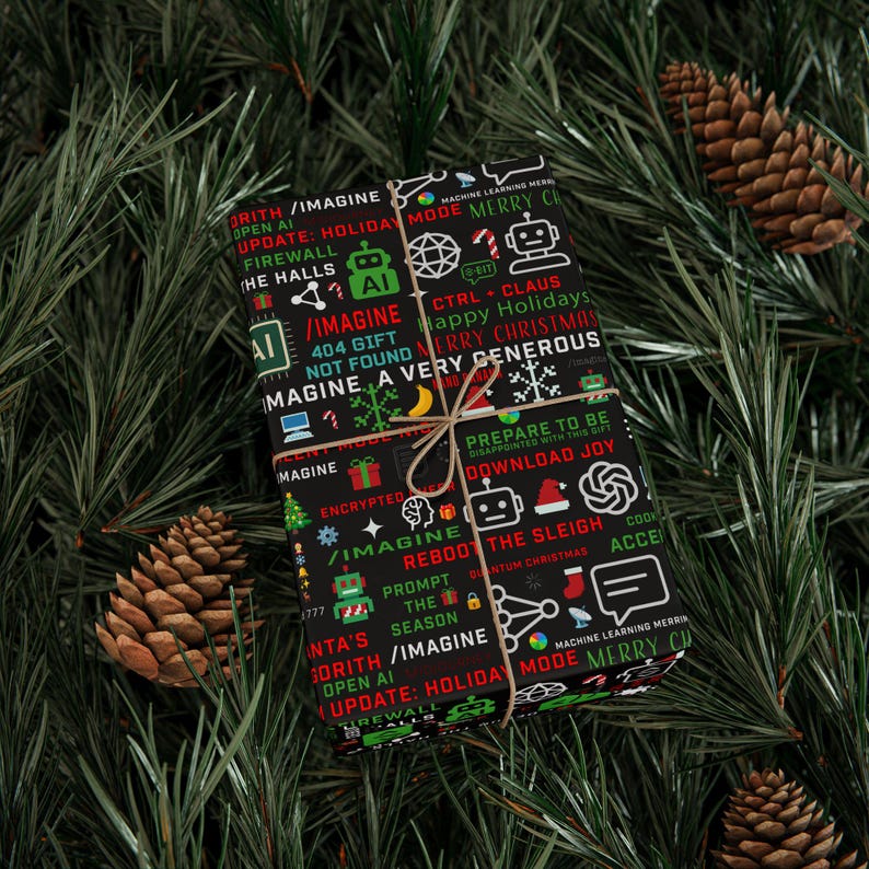 AI Christmas Wrapping Paper | Funny Tech Coding Holiday Gift Wrap ...