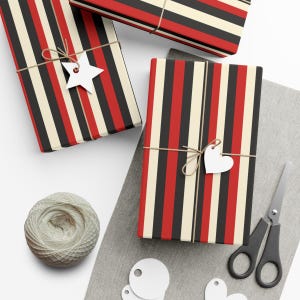 Bold Striped Wrapping Paper Classic Gift Wrap Red Black White Stripes Versatile Paper Holiday Party Birthday Special Occasion Stylish