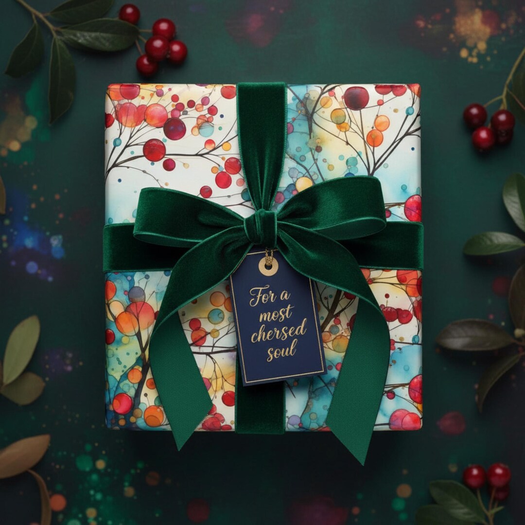 Colorful Circle Tree Branch Wrapping Paper: Vibrant Watercolor Spring ...