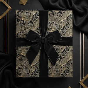 Black Gold Art Deco Wrapping Paper: Elegant Swirl Gift Wrap