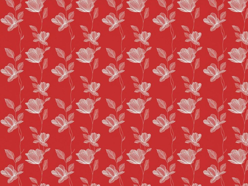Red Floral Gift Wrap: Elegant Flower Print Wrapping Paper, Minimalist image 7