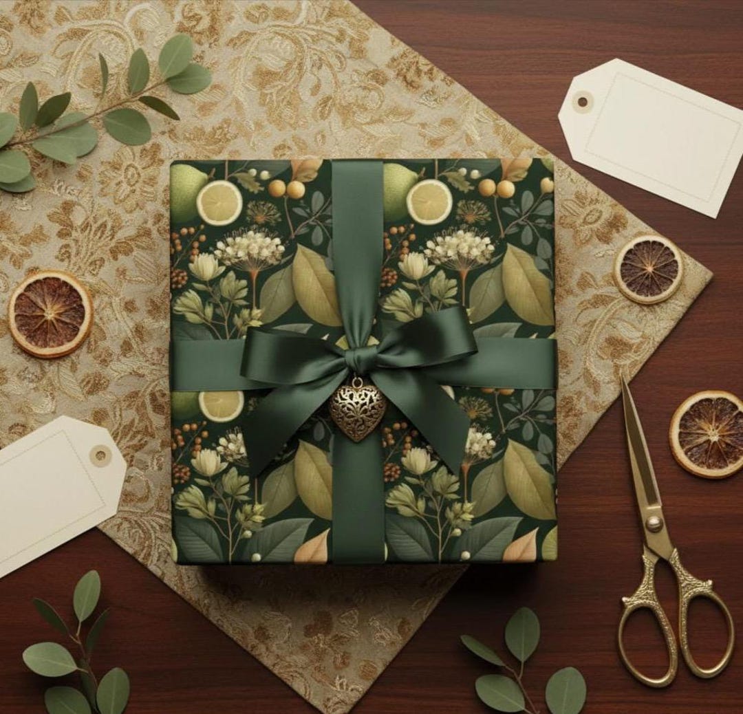 Botanical Wrapping Paper: Vintage Greenery, Floral Gift Wrap - Etsy