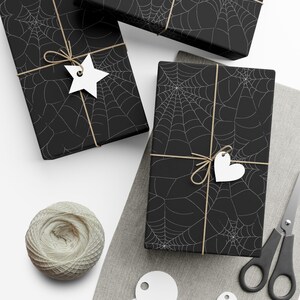 Spiderweb Halloween Wrapping Paper: Black & White Spooky Gift Wrap image 4