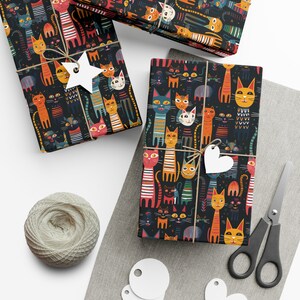Colorful Cat Gift Wrap: Whimsical Kitten Wrapping Paper image 6