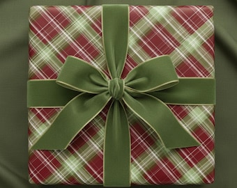 Red Green Plaid Christmas Wrapping Paper: Holiday Gift Wrap