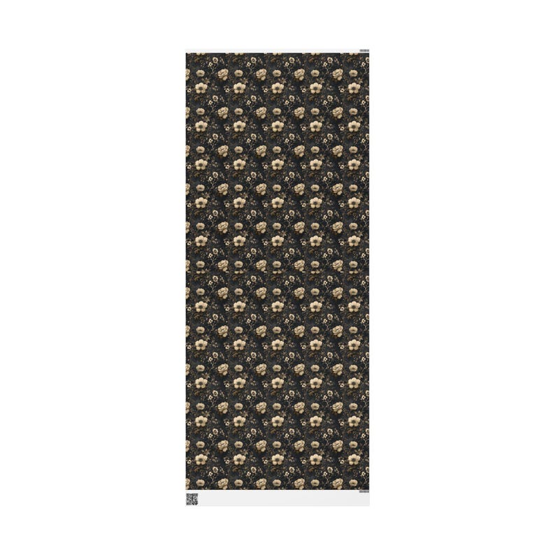 Charcoal Antique Gold Floral Wrapping Paper: Vintage Elegant Gift Wrap image 13