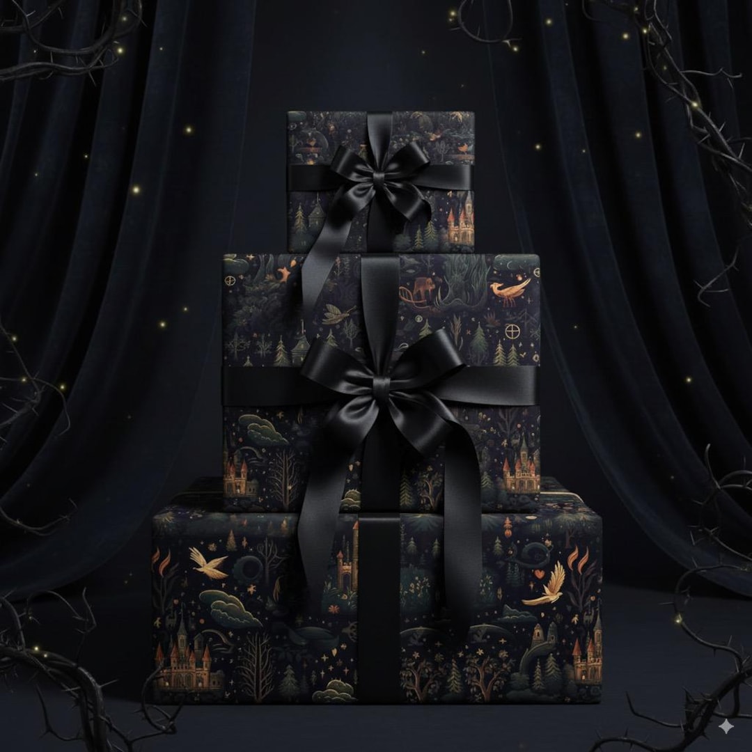 Dark Mystical Enchantment Dark Academia Cottagecore Gift Wrapping Paper ...