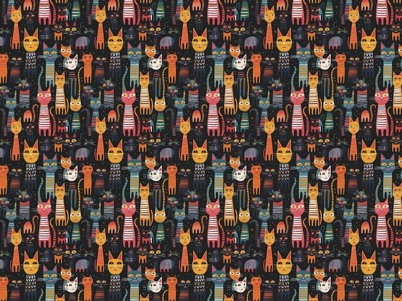 Colorful Cat Gift Wrap: Whimsical Kitten Wrapping Paper image 10