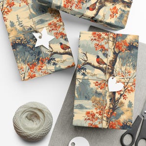 Vintage fazant inpakpapier herfstbladeren cadeaupapier herfst cadeaupapier natuur print cadeaupapier bos papier rustieke cadeaupapier jacht afbeelding 5