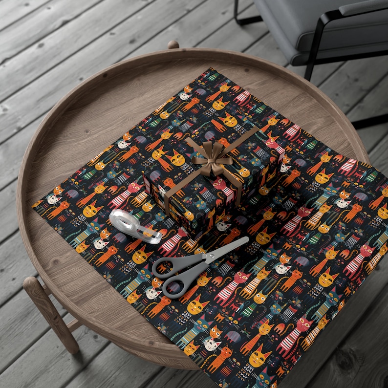 Colorful Cat Gift Wrap: Whimsical Kitten Wrapping Paper image 8