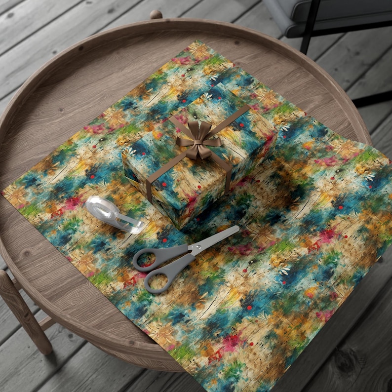 Abstract Floral Wrapping Paper: Rustic Spring Gift Wrap image 7
