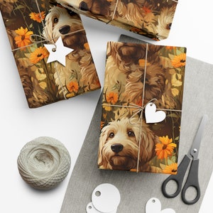 Terrier Flower Field Gift Wrap Floral Dog Design Wrapping Paper Colorful Labradoodle Gift Wrap Dog Lover Wrapping Paper Puppy Dog