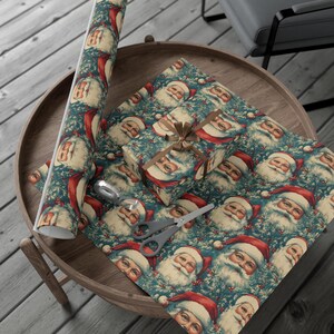 Vintage-Weihnachtsmann-Geschenkpapier: Festliches Weihnachtsgeschenkpapier Bild 6