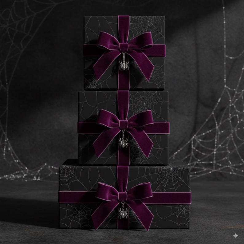 Spiderweb Halloween Wrapping Paper: Black & White Spooky Gift Wrap image 1