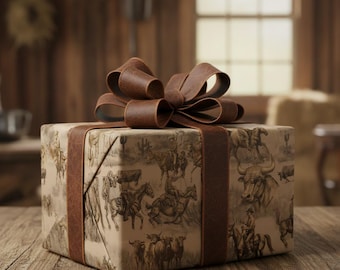Western Cowboy Gift Wrap: Rustic Rodeo Style, Earth Tones