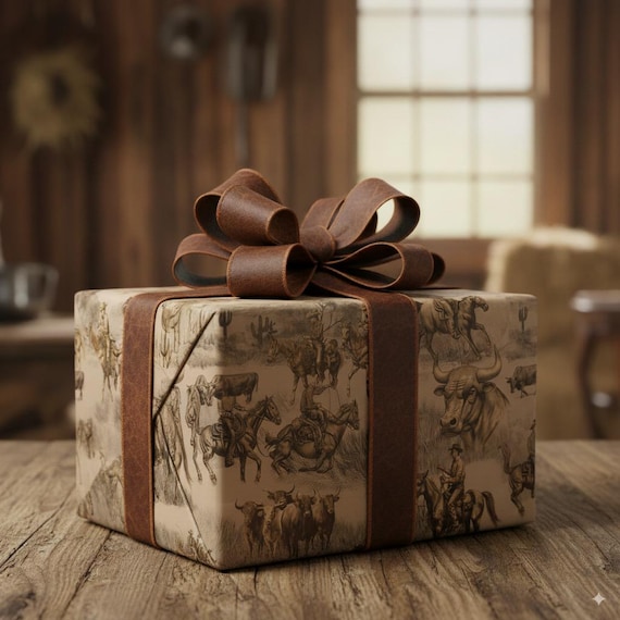 Western Cowboy Gift Wrap: Rustic Rodeo Style, Earth Tones