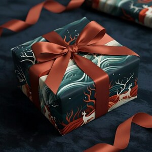 Rentier Weihnachtsgeschenkpapier: Moderne Landschafts Rehe