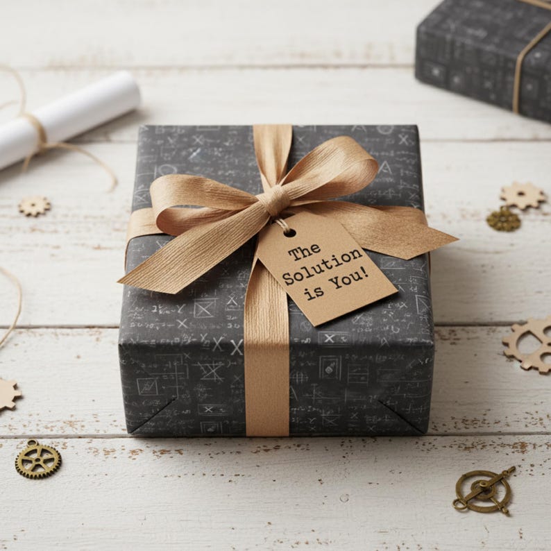 Math Chalkboard Wrapping Paper: Geeky Science Gift Wrap zdjęcie 2