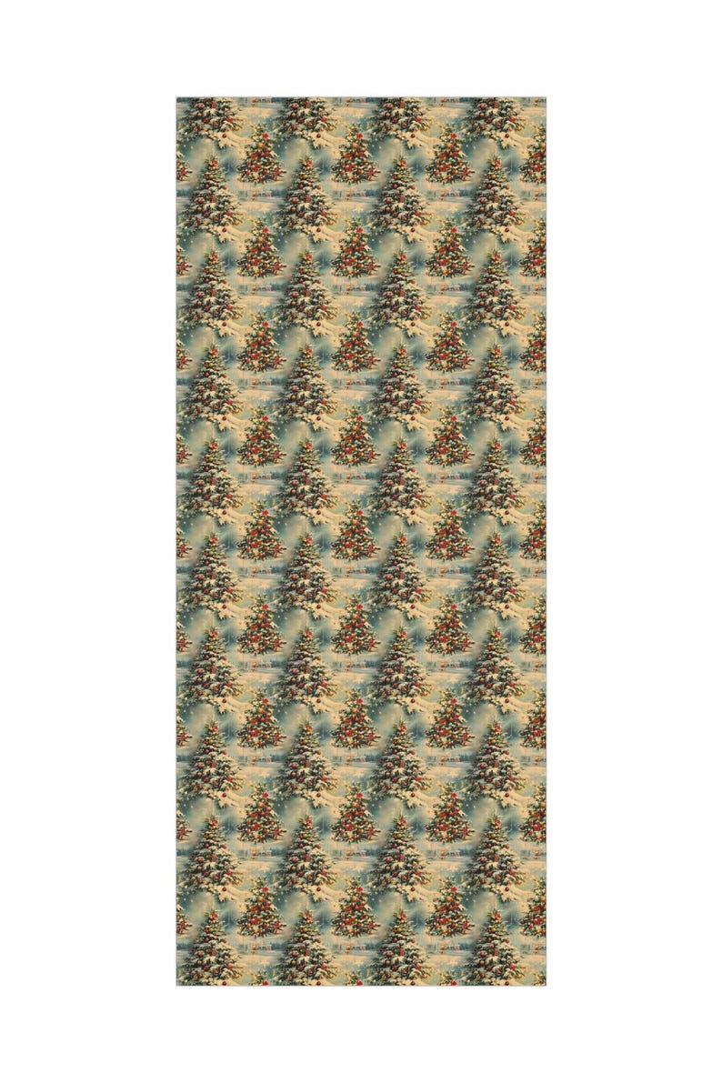 Vintage Christmas Wrapping Paper: Festive Tree, Snowy Scene (Holiday Wrap) image 8