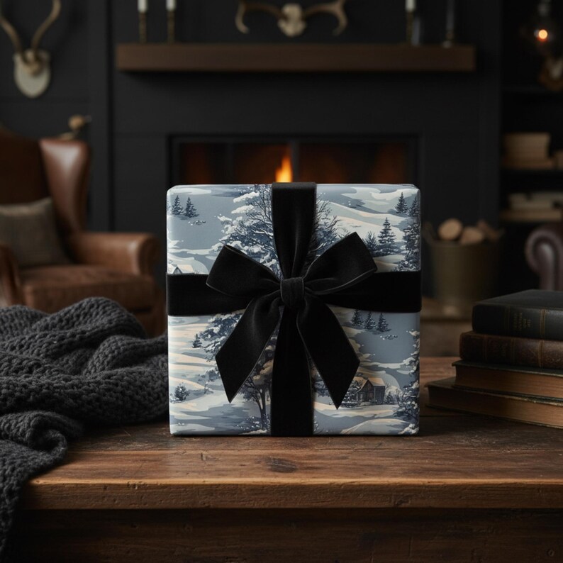 Winter Village Christmas Wrapping Paper Roll: Snowy Landscape Gift Wrap for Holidays image 5