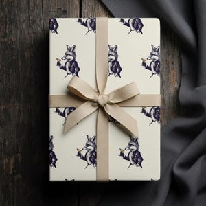 Dapper Fox Martini Wrapping Paper: Whimsical Tuxedo Animal Gift Wrap, Cocktail Paper