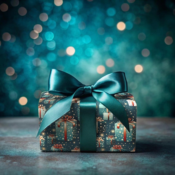 Vibrant Teal Festive Gift Wrap Present Pattern Bows Christmas Wrapping Paper Polka Dot Boxes Red Gold White Ribbons Classic Holiday Wrap Etsy Ireland