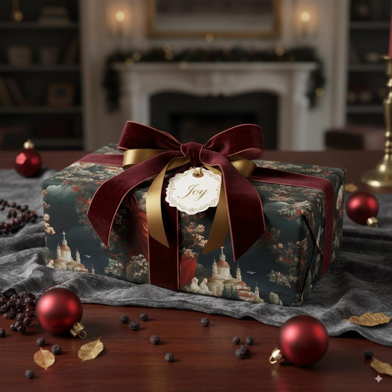 Antique Saint Nicholas Wrapping Paper: Vintage Santa Christmas Gift Wrap image 2